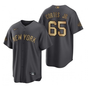 Men's New York Yankees #65 Nestor Cortes Jr. 2022 All-Star Charcoal Cool Base Stitched Baseball Jersey Men's New York Yankees #65 Nestor Cortes Jr. 2022 All-Star Charcoal Cool Base Stitched Baseball Jersey