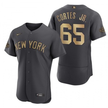 Men's New York Yankees #65 Nestor Cortes Jr. 2022 All-Star Charcoal Flex Base Stitched Baseball Jersey Men's New York Yankees #65 Nestor Cortes Jr. 2022 All-Star Charcoal Flex Base Stitched Baseball Jersey