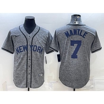 Men's New York Yankees #7 Mickey Mantle Grey Cool Base Stitched Jersey Men's New York Yankees #7 Mickey Mantle Grey Cool Base Stitched Jersey