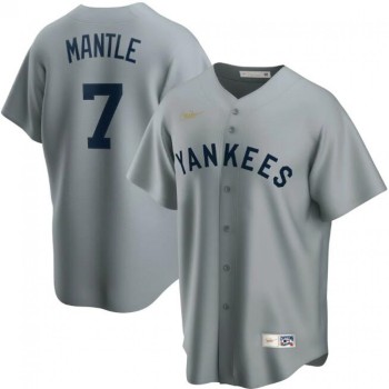 Men's New York Yankees #7 Mickey Mantle Grey Cool Base Stitched Jersey Men's New York Yankees #7 Mickey Mantle Grey Cool Base Stitched Jersey