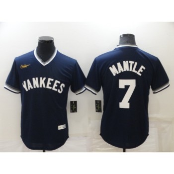 Men's New York Yankees #7 Mickey Mantle Navy Stitched Baseball Jersey Men's New York Yankees #7 Mickey Mantle Navy Stitched Baseball Jersey