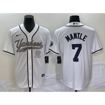 Men's New York Yankees #7 Mickey Mantle White With Patch Cool Base Stitched Baseball Jersey Men's New York Yankees #7 Mickey Mantle White With Patch Cool Base Stitched Baseball Jersey