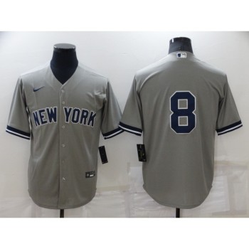 Men's New York Yankees #8 Yogi Berr Grey Cool Base Stitched Baseball Jersey Men's New York Yankees #8 Yogi Berr Grey Cool Base Stitched Baseball Jersey