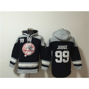 Men's New York Yankees #99 Aaron Judge Black/Grey Ageless Must-Have Lace-Up Pullover Hoodie Men's New York Yankees #99 Aaron Judge Black/Grey Ageless Must-Have Lace-Up Pullover Hoodie