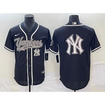 Men's New York Yankees Black Team Big Logo Cool Base Stitched Baseball Jersey Men's New York Yankees Black Team Big Logo Cool Base Stitched Baseball Jersey