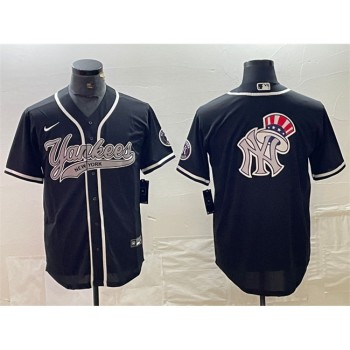 Men's New York Yankees Black Team Big Logo Cool Base Stitched Baseball Jersey Men's New York Yankees Black Team Big Logo Cool Base Stitched Baseball Jersey