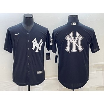 Men's New York Yankees Black Team Big Logo Cool Base Stitched Baseball Jersey Men's New York Yankees Black Team Big Logo Cool Base Stitched Baseball Jersey