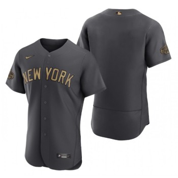 Men's New York Yankees Blank 2022 All-Star Charcoal Flex Base Stitched Baseball Jersey Men's New York Yankees Blank 2022 All-Star Charcoal Flex Base Stitched Baseball Jersey