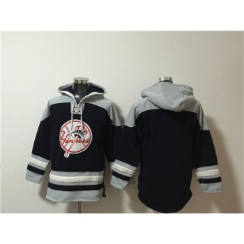 Men's New York Yankees Blank Black/Grey Ageless Must-Have Lace-Up Pullover Hoodie Men's New York Yankees Blank Black/Grey Ageless Must-Have Lace-Up Pullover Hoodie