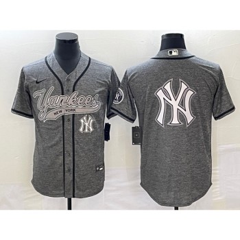 Men's New York Yankees Gray Team Big Logo Cool Base Stitched Baseball Jersey Men's New York Yankees Gray Team Big Logo Cool Base Stitched Baseball Jersey