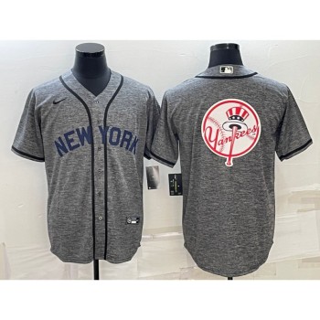 Men's New York Yankees Gray Team Big Logo Cool Base Stitched Baseball Jersey Men's New York Yankees Gray Team Big Logo Cool Base Stitched Baseball Jersey