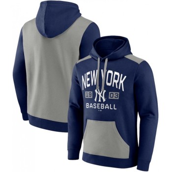 Men's New York Yankees Navy/Grey Chip in Pullover Hoodie Men's New York Yankees Navy/Grey Chip in Pullover Hoodie