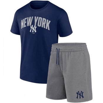 Men's New York Yankees Navy/Heather Gray Arch T-Shirt & Shorts Combo Set Men's New York Yankees Navy/Heather Gray Arch T-Shirt & Shorts Combo Set