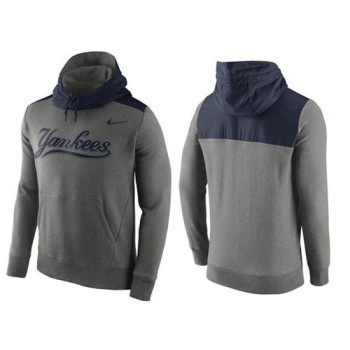 Men's New York Yankees Gray Cooperstown Collection Hybrid Pullover Hoodie Men's New York Yankees Gray Cooperstown Collection Hybrid Pullover Hoodie