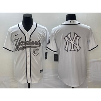 Men's New York Yankees White Team Big Logo Cool Base Stitched Baseball Jersey Men's New York Yankees White Team Big Logo Cool Base Stitched Baseball Jersey