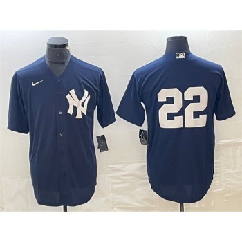 Men's New York Yankees #22 Juan Soto Navy Cool Base Stitched Baseball Jersey Men's New York Yankees #22 Juan Soto Navy Cool Base Stitched Baseball Jersey