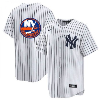 Men's New York Yankees & islanders White Cool Base Stitched Jersey Men's New York Yankees & islanders White Cool Base Stitched Jersey