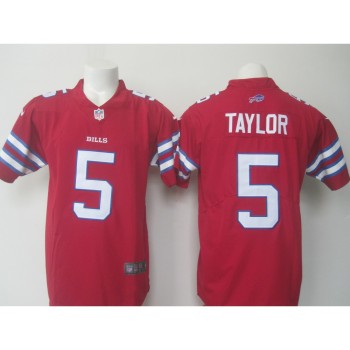 Men's Bills #5 Tyrod Taylor Red Limited Rush Stitched NFL Jersey