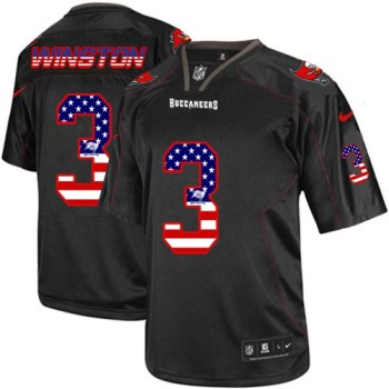Men's Buccaneers #3 Jameis Winston Black USA Flag Fashion Elite Jersey Men's Buccaneers #3 Jameis Winston Black USA Flag Fashion Elite Jersey
