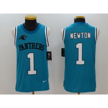 Men's Carolina Panthers #1 Cam Newton Blue Alternate Stitched NFL Limited Rush Tank Top Jersey Men's Carolina Panthers #1 Cam Newton Blue Alternate Stitched NFL Limited Rush Tank Top Jersey