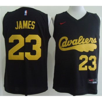 Men's Cleveland Cavaliers #23 LeBron James 2017 Black With Yellow Fashion Stitched NBA Jersey Men's Cleveland Cavaliers #23 LeBron James 2017 Black With Yellow Fashion Stitched NBA Jersey