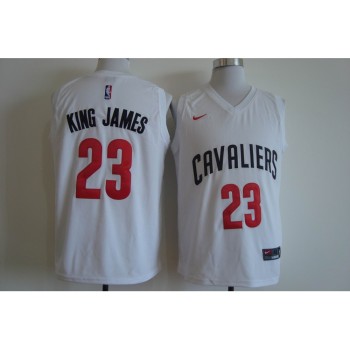 Men's Cleveland Cavaliers #23 LeBron James White King James Stitched NBA Jersey Men's Cleveland Cavaliers #23 LeBron James White King James Stitched NBA Jersey