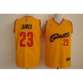Men's Cleveland Cavaliers #23 LeBron James Yellow and Red Stitched NBA Jersey Men's Cleveland Cavaliers #23 LeBron James Yellow and Red Stitched NBA Jersey