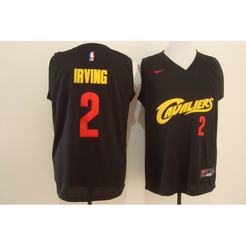 Men's Cleveland Cavaliers #2 Kyrie Irving Black and Red Stitched NBA Jersey