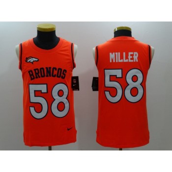 Men's Denver Broncos #58 Von Miller Orange Team Color Stitched NFL Limited Tank Top Jersey