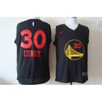 Men's Golden State Warriors #30 Stephen Curry Black With Red Fashion Stitched NBA Jersey