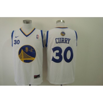Men's Golden State Warriors #30 Stephen Curry Chinese White Authentic Stitched NBA Jersey