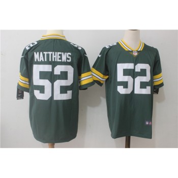 Men's Green Bay Packers #52 Clay Matthews Green Team Color Stitched NFL Vapor Untouchable Limited Jersey