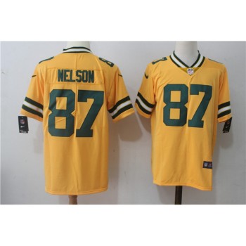 Men's Green Bay Packers #87 Jordy Nelson Yellow Stitched NFL Limited Rush Jersey