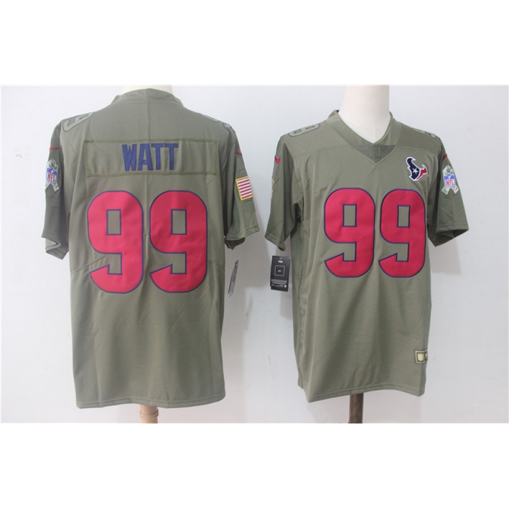 Men's Houston Texans #99 J.J. Watt Olive Salute To Service Limited Stitched NFL Jersey