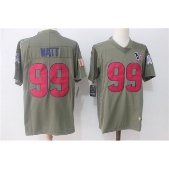 Men's Houston Texans #99 J.J. Watt Olive Salute To Service Limited Stitched NFL Jersey