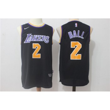 Men's Los Angeles Lakers #2 Lonzo Ball All Black Stitched NBA Jersey Men's Los Angeles Lakers #2 Lonzo Ball All Black Stitched NBA Jersey