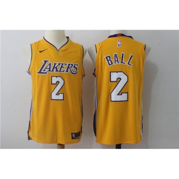 Men's Los Angeles Lakers #2 Lonzo Ball Yellow Stitched NBA Jersey Men's Los Angeles Lakers #2 Lonzo Ball Yellow Stitched NBA Jersey