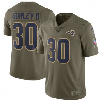 Men's Los Angeles Rams #30 Todd Gurley Olive Salute To Service Limited Stitched NFL Jersey