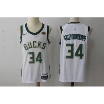 Men's Milwaukee Bucks #34 Giannis Antetokounmpo White Stitched NBA Jersey