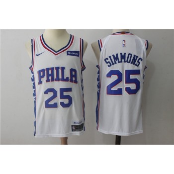 Men's Philadelphia 76ers #25 Ben Simmons White Stitched NBA Jersey
