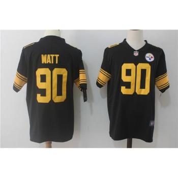 Men's Pittsburgh Steelers #90 T.J. Watt Black Limited Rush Stitched NFL Jersey