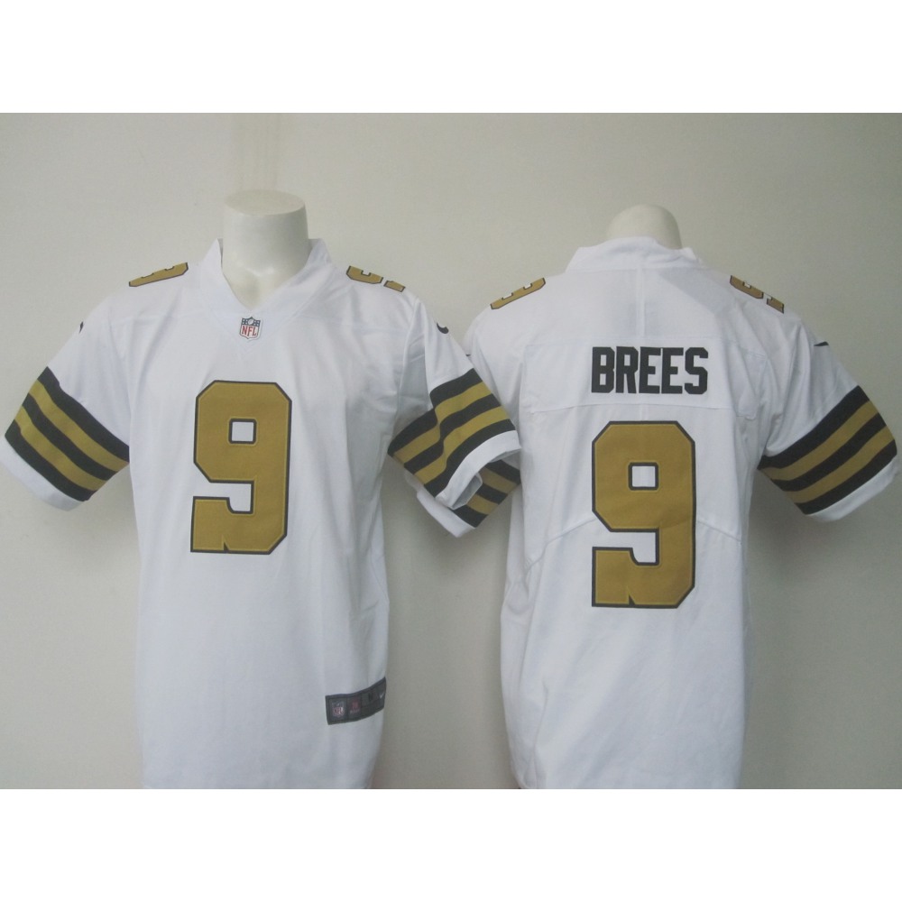 Men's Saints #9 Dree Brees White Limited Rush Stitched NFL Jersey