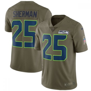 Men's Seattle Seahawks #25 Richard Sherman Olive Salute To Service Limited Stitched NFL Jersey