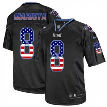 Men's Titans #8 Marcus Mariota Black USA Flag Fashion Elite Jersey
