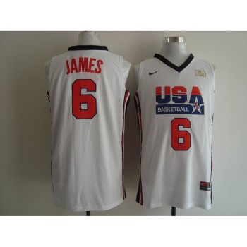 Men's USA 1992 Dream Team #6 LeBron James Authentic White Stitched NBA Jersey Men's USA 1992 Dream Team #6 LeBron James Authentic White Stitched NBA Jersey