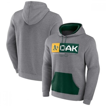 Men's Oakland Athletics Heathered Gray iconic Steppin Up Fleece Pullover Hoodie Men's Oakland Athletics Heathered Gray iconic Steppin Up Fleece Pullover Hoodie