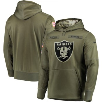 Men's Oakland Raiders 2018 Olive Salute to Service Sideline Therma Performance Pullover Stitched NFL Hoodie Men's Oakland Raiders 2018 Olive Salute to Service Sideline Therma Performance Pullover Stitched NFL Hoodie