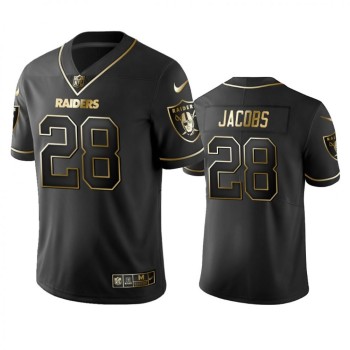 Men's Oakland Raiders #28 Josh Jacobs Black 2019 Golden Edition Limited Stitched NFL Jersey Men's Oakland Raiders #28 Josh Jacobs Black 2019 Golden Edition Limited Stitched NFL Jersey