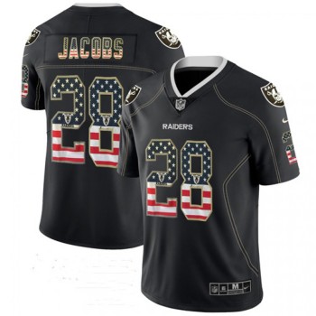 Men's Oakland Raiders #28 Josh Jacobs Black USA Flag Fashion Fashion Color Rush NFL Jersey Men's Oakland Raiders #28 Josh Jacobs Black USA Flag Fashion Fashion Color Rush NFL Jersey