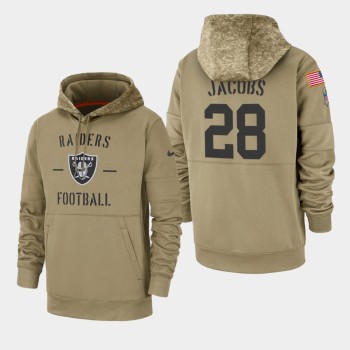 Men's Oakland Raiders #28 Josh Jacobs Tan 2019 Salute to Service Sideline Therma Pullover Hoodie Men's Oakland Raiders #28 Josh Jacobs Tan 2019 Salute to Service Sideline Therma Pullover Hoodie
